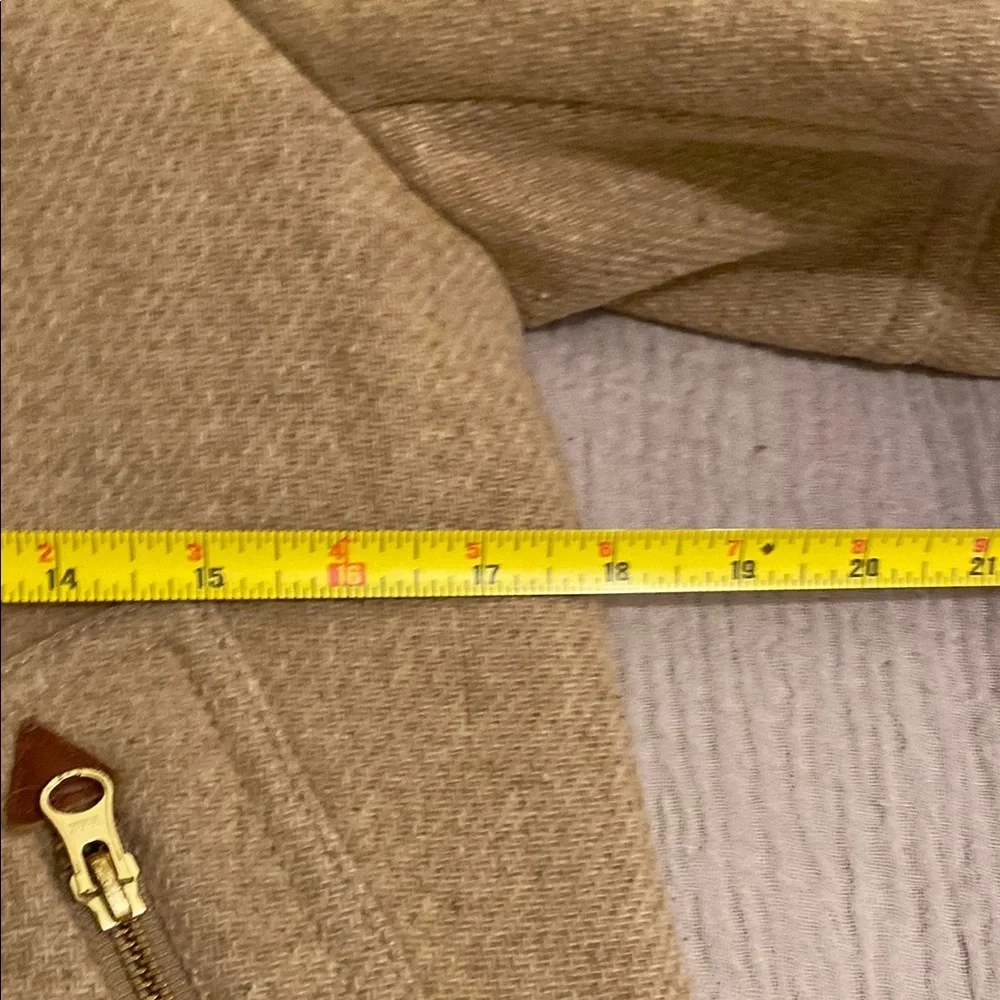 J. Crew Chateau Stadium Cloth Woo Blend Tan Coat with Faux Fur Hood. Size 0